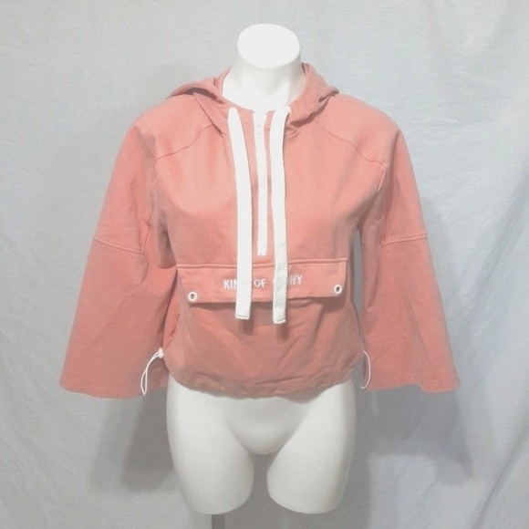 Cicishop Cropped Hoodie Sweater XS Boxy Fit Bell Sleeves Pullover Streetwear - Picture 2 of 8